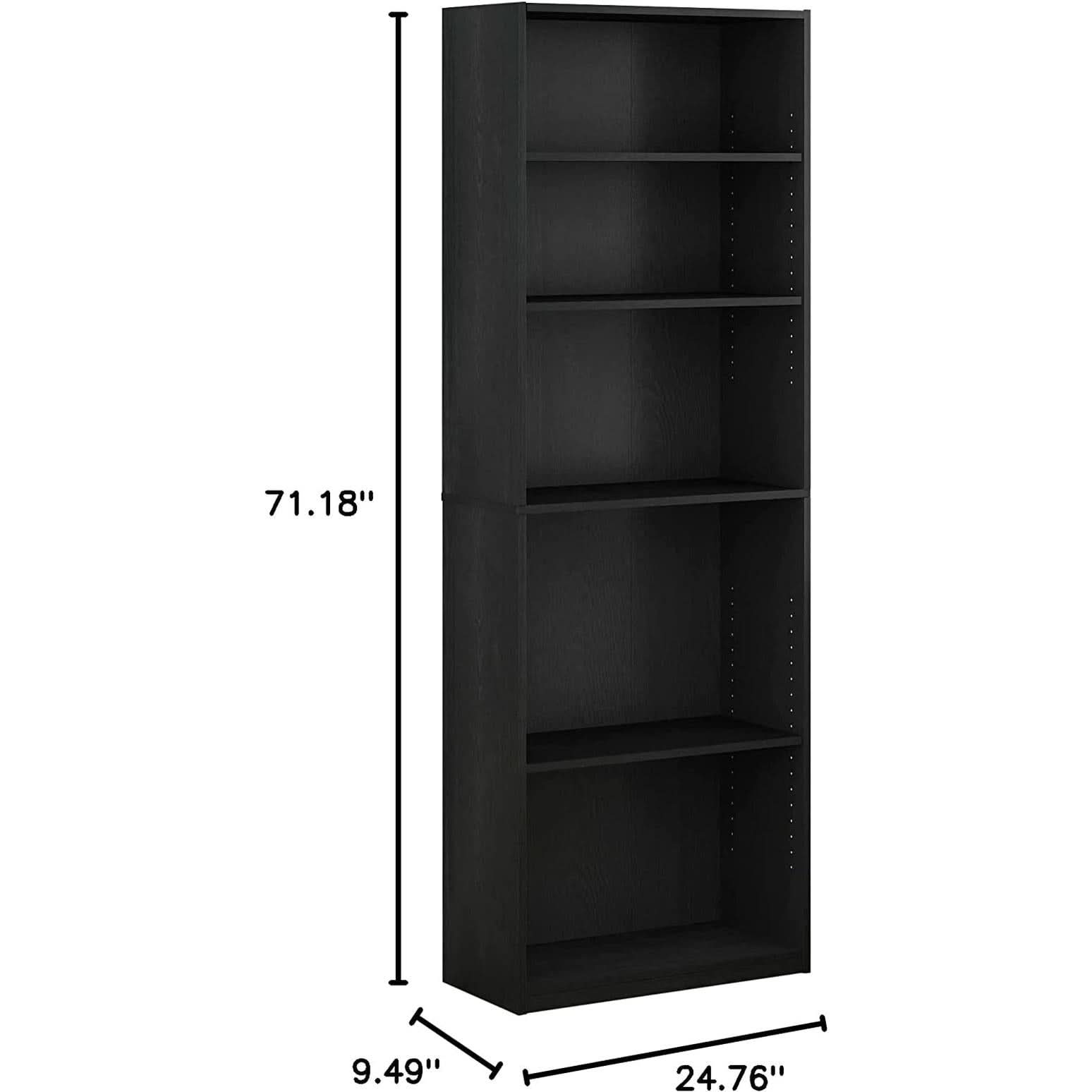 Jaya Black 5 Tier Bookcase For Home Office Storage