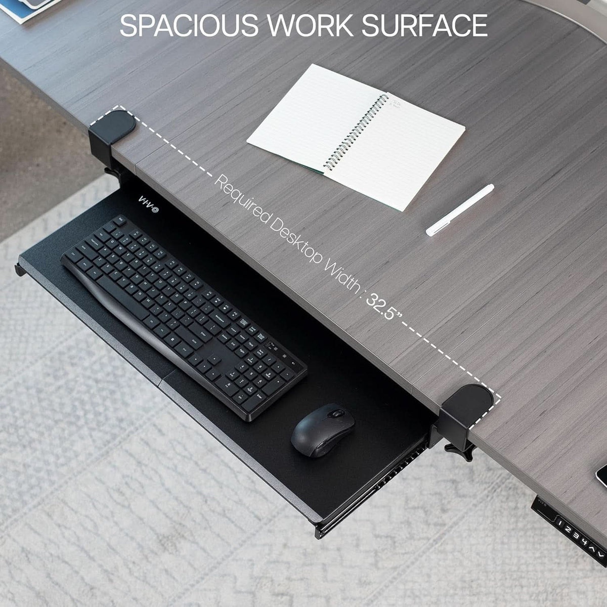 Under Desk Keyboard Tray 27x11 Inch C Clamp Mount Black
