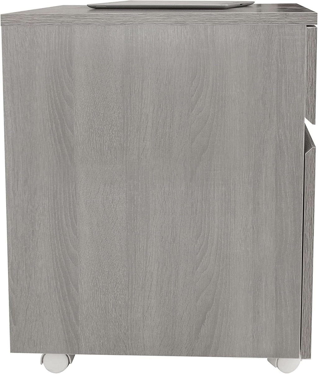 Grey Rolling Locking Two Drawer Vertical Filing Cabinet