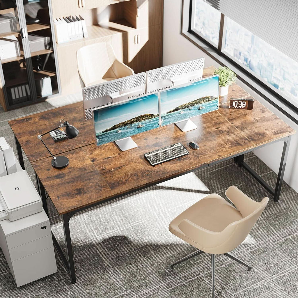 Rustic Brown 80 Inch Computer Desk For Home Office