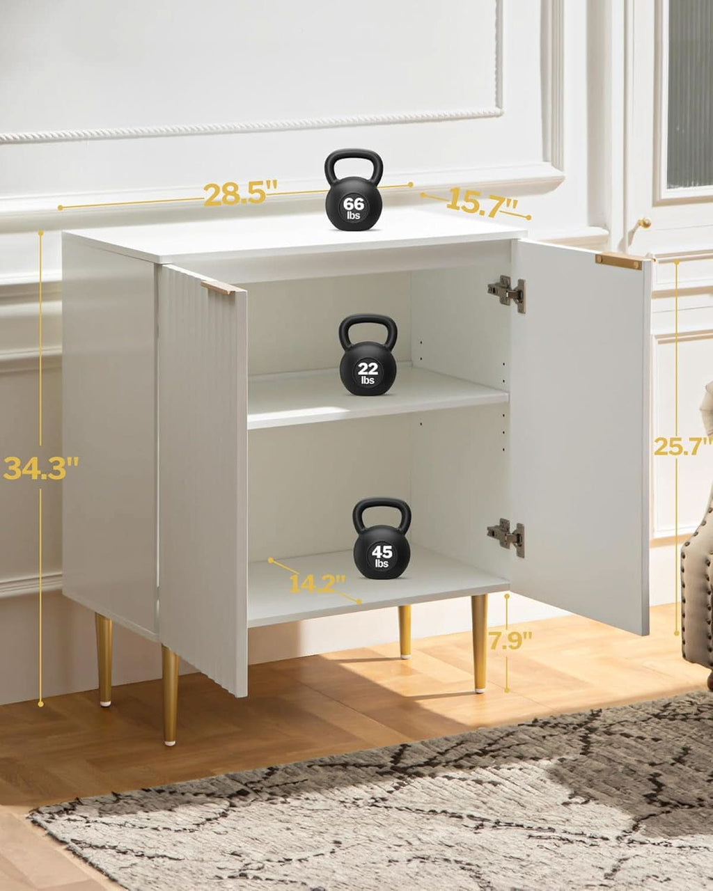 White Fluted Storage Cabinet Set Of 2 Modern Sideboards