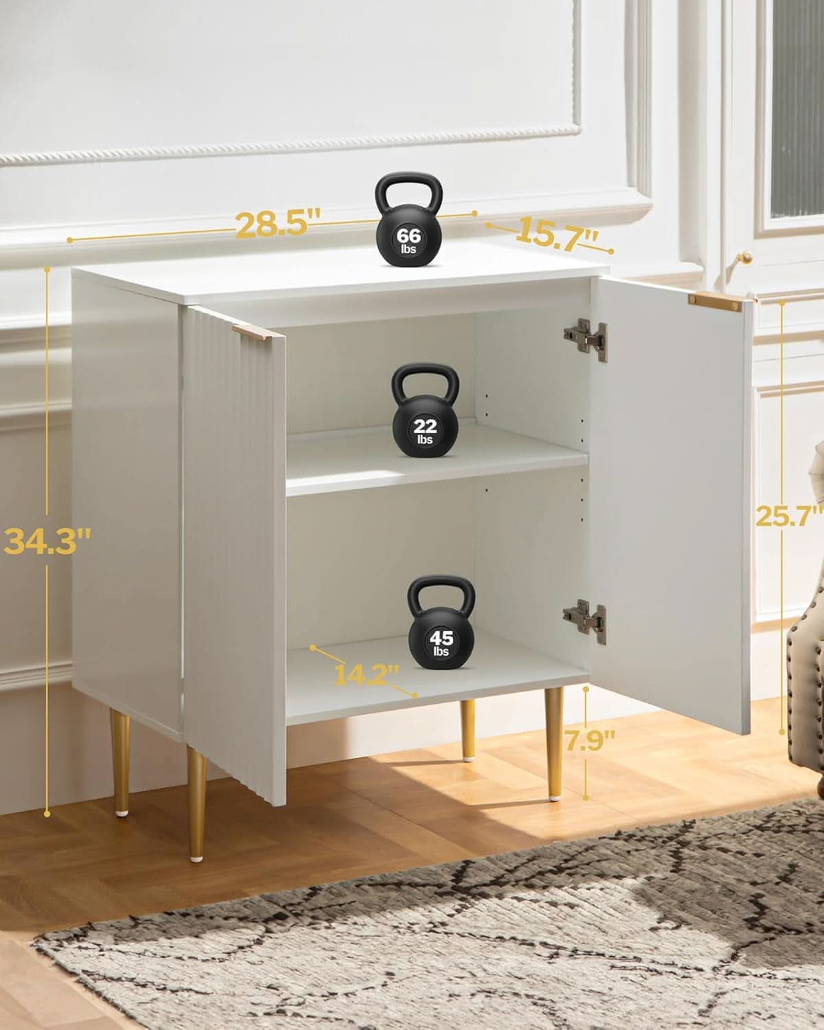 White Fluted Storage Cabinet Set Of 2 Modern Sideboards