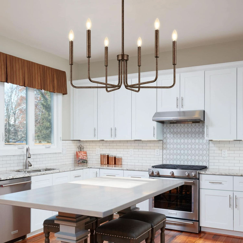 Rustic Black 6 Light Farmhouse Chandelier For Dining Room