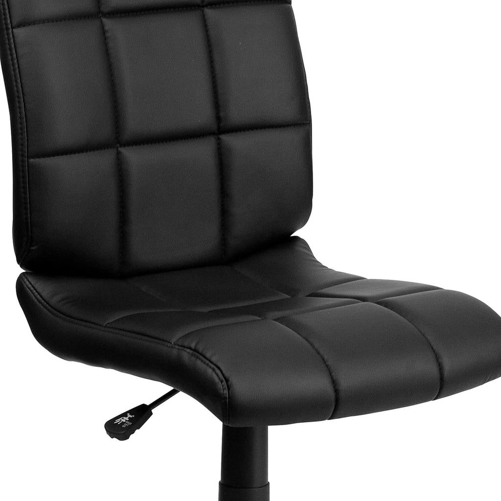 Clayton Mid Back Tufted Vinyl Office Chair Black Swivel