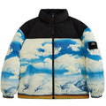 Men's Blue Sky Snow Mountain Camouflage Ink Splash Warm Jacket Top