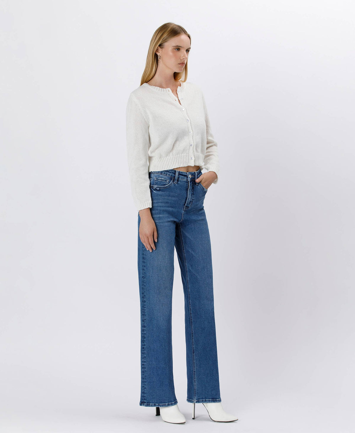 Elle Tummy Control 90's High Rise Wide Leg Jean