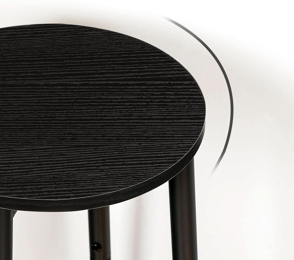 Black Bar Stool Set of 2 Counter Height With Footrest