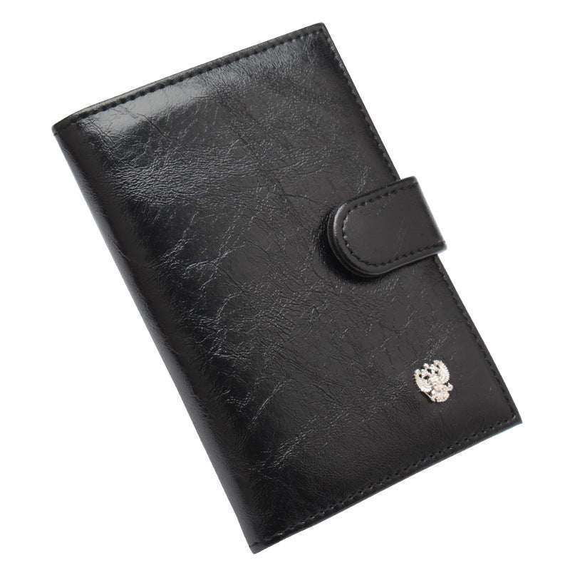 Oil Wax Leather Pattern Hardware Double-headed Passport Case