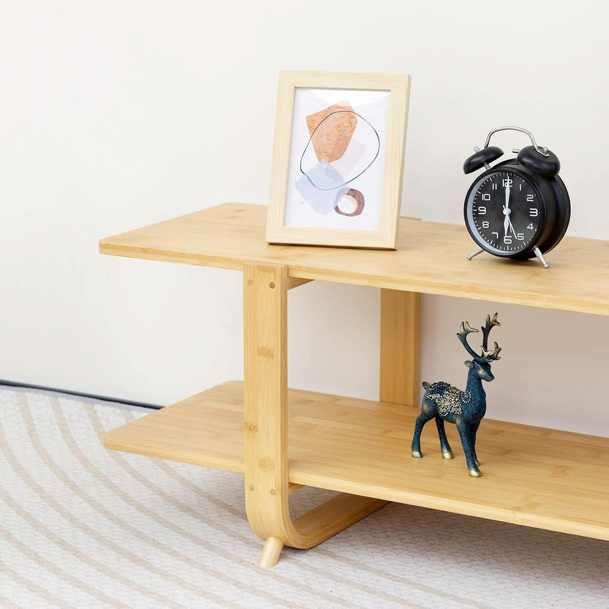 Bamboo TV Stand For 65 Inch TVs With Shelves And Storage
