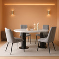 Grey Upholstered Dining Chairs Set Of 4 With Thick Cushions And Metal Legs