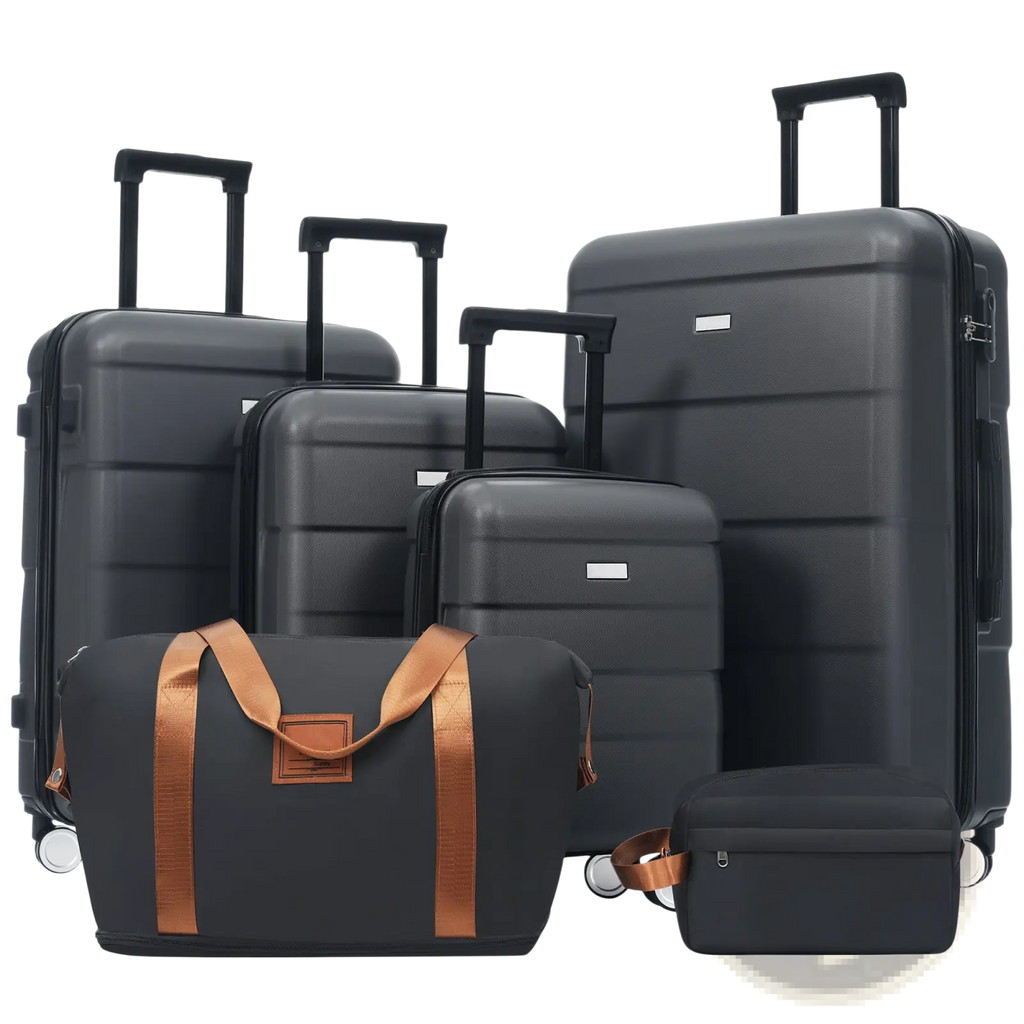 Hardshell Luggage Sets 6 Piece With 2 Bags,Carry On Suitcase With Handle Password Lock Double Spinner Wheels, Lightweight 16-20-24-28 Luggages