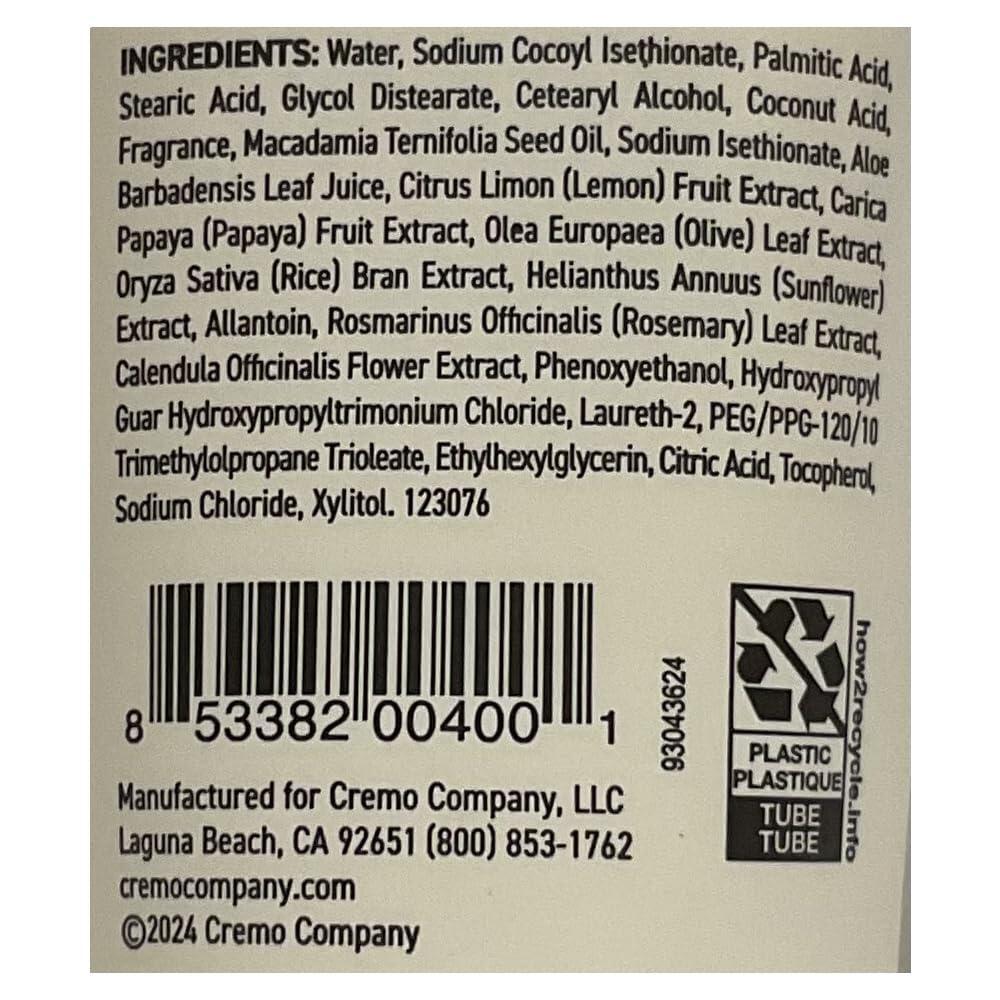 Cremo Classic Citrus Moisturizing Formula Shave Cream 6 Oz