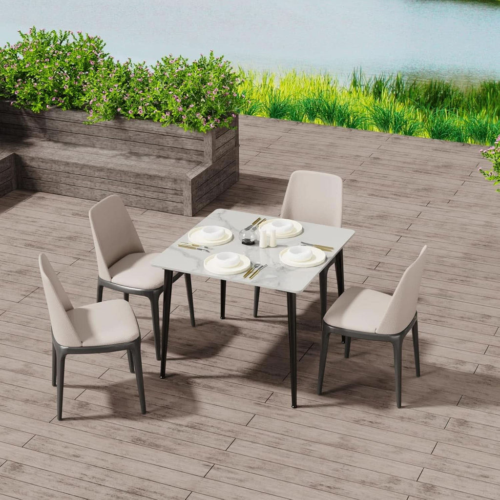 32 Inch Sintered Stone Dining Table With Black Legs
