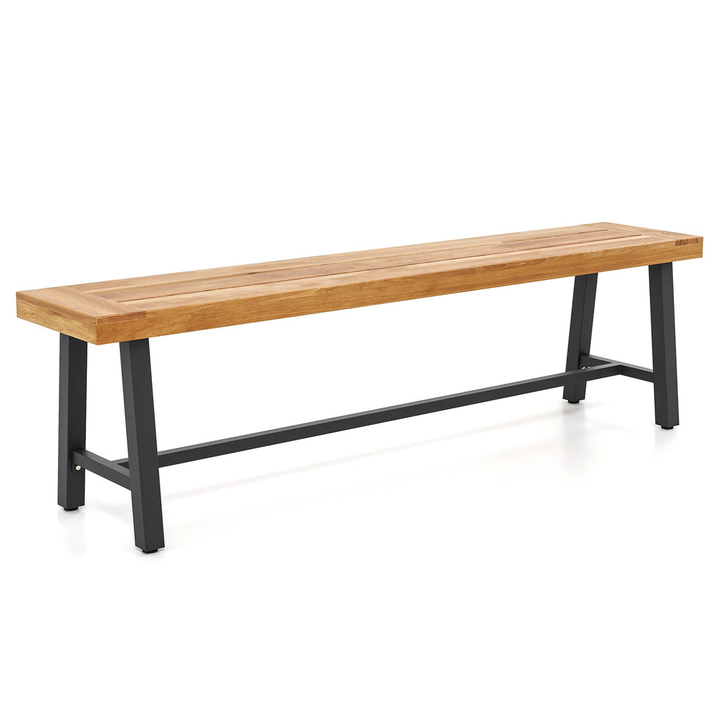 63 Inch 3-Person Acacia Patio Wood Outdoor Backless Bench