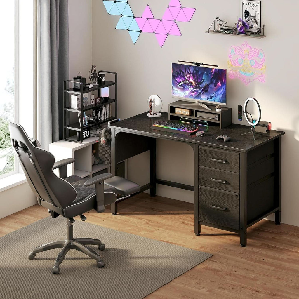 47 Inch Computer Desk With File Drawers For Small Space