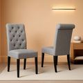 Leviton Gray Solid Wood Tufted Dining Chair Set Of 2