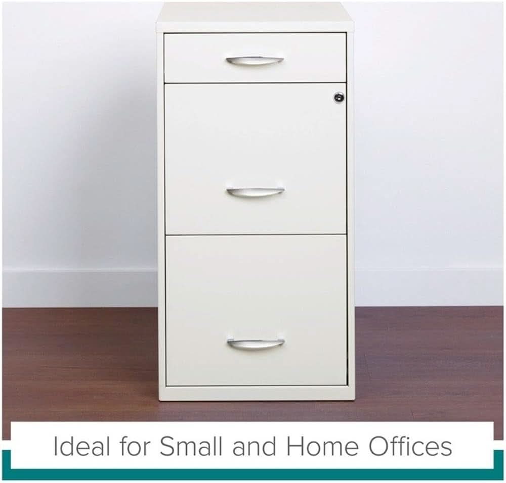 3 Drawer 27.32 Inch White Metal Filing Cabinet Lockable Preassembled For Legal And Letter Size