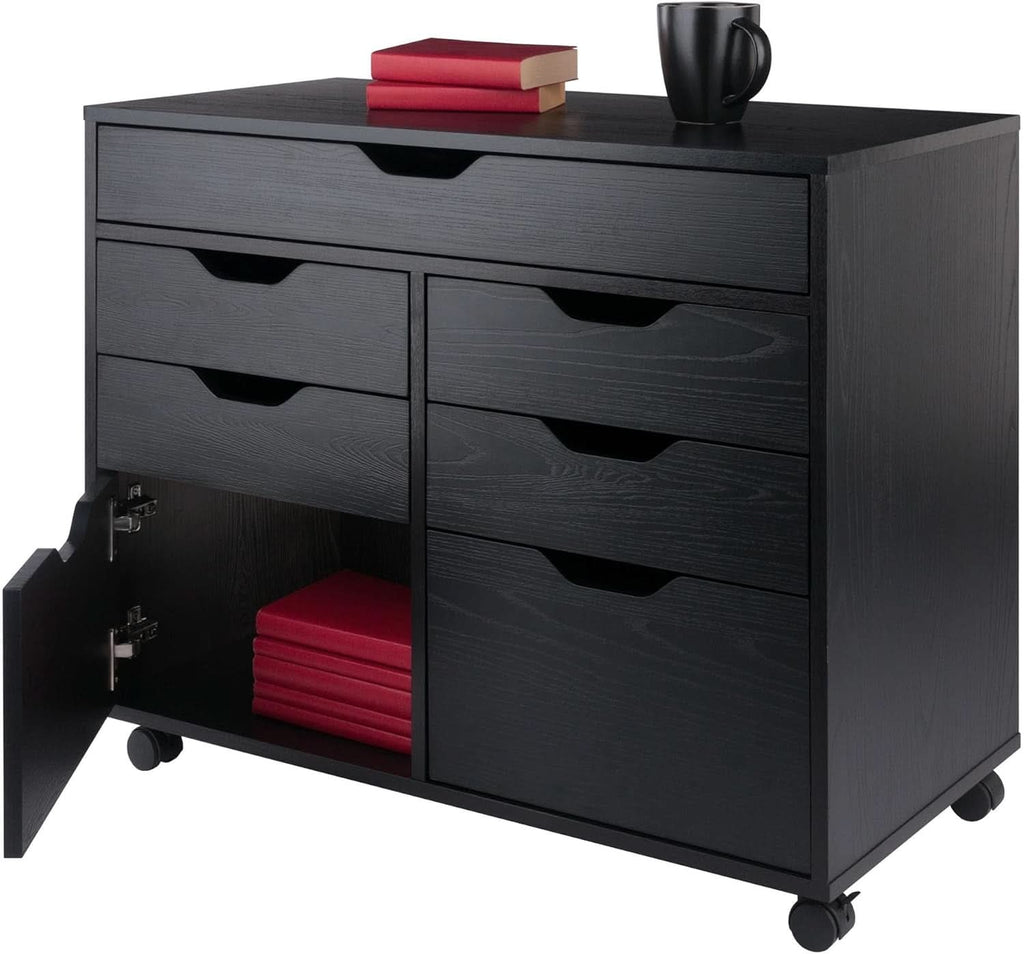 Black Halifax Two Door Storage Cabinet With Four Drawers