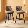 Bar Stool 30 Inch Stone Grey Upholstered 360 Degree Swivel