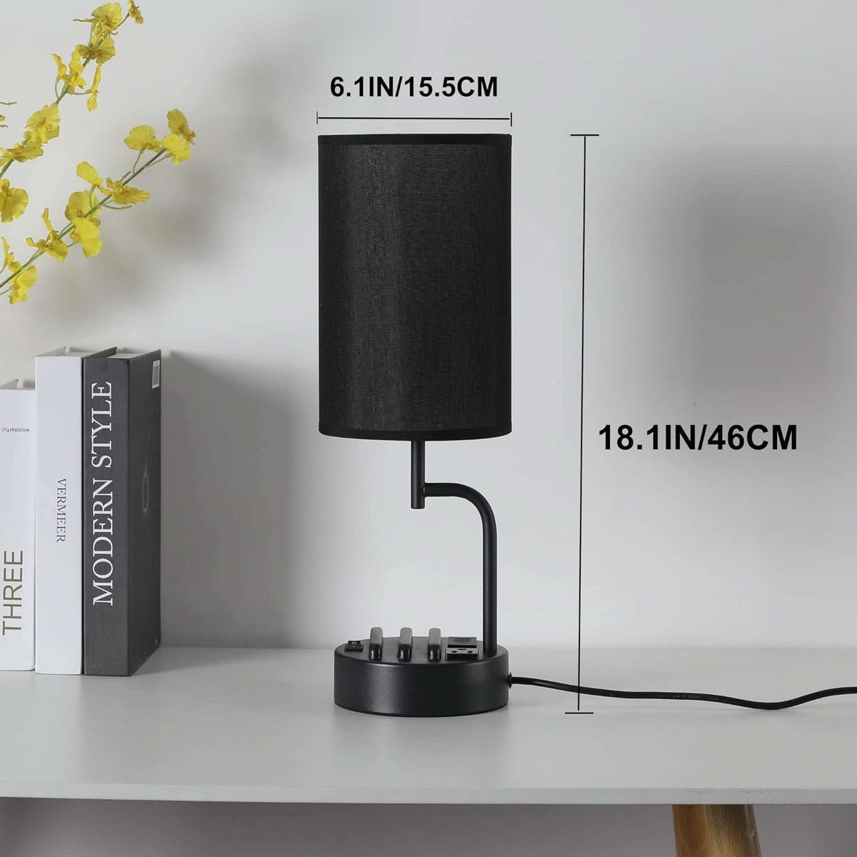 Table Lamp With 3 USB Ports And AC Outlet For Office