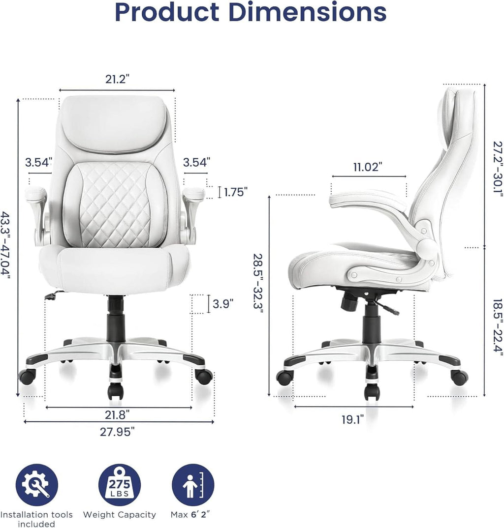 Ergonomic Office Chair With Adjustable Lumbar Support White