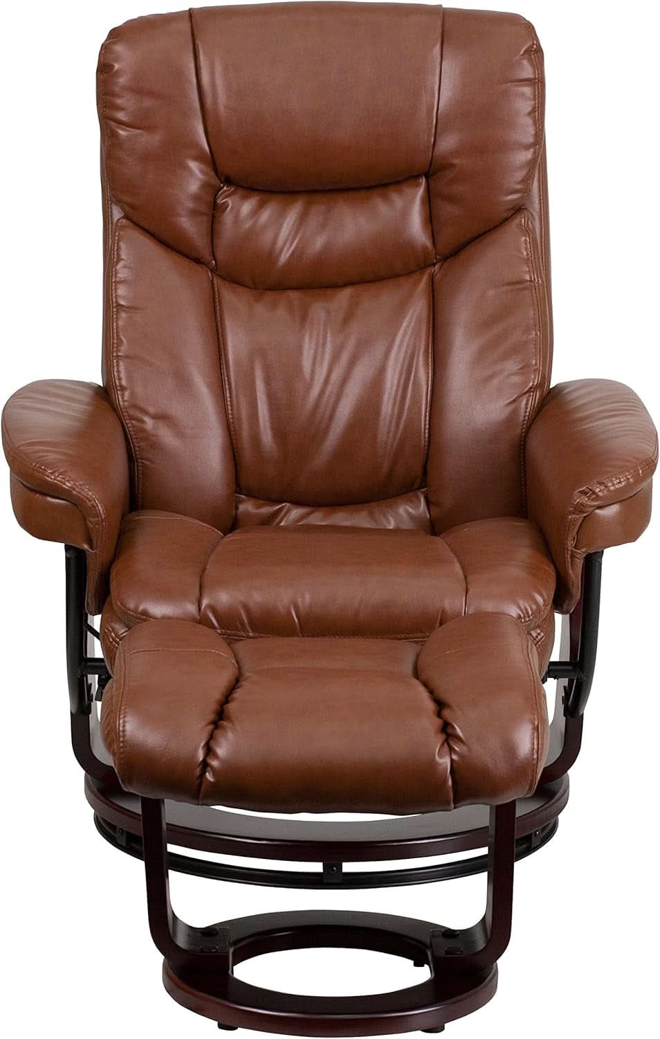 Allie Leathersoft Upholstered Recliner With Ottoman Brown
