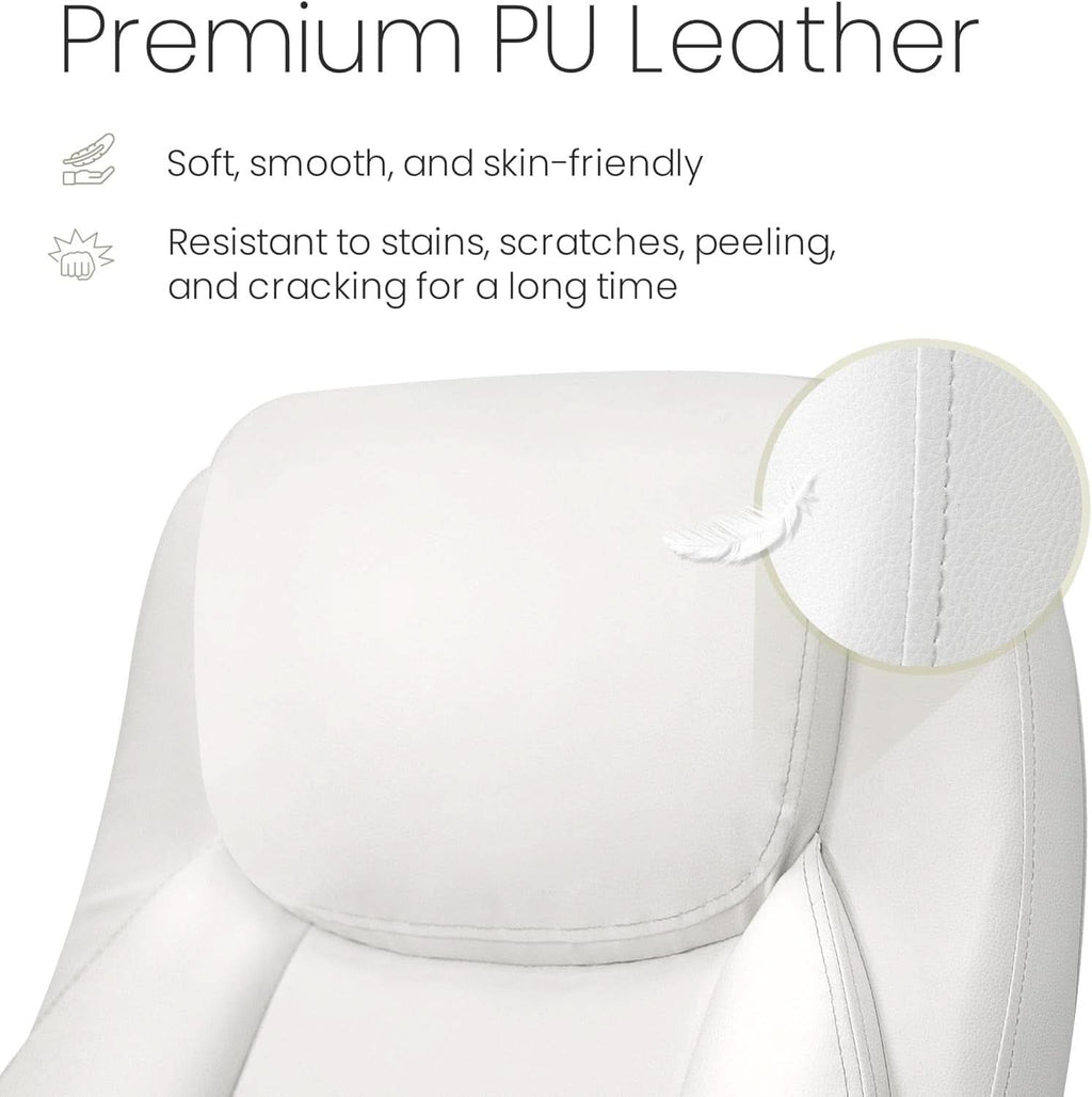 White Ergonomic Office Chair With Lumbar Support Adjustable