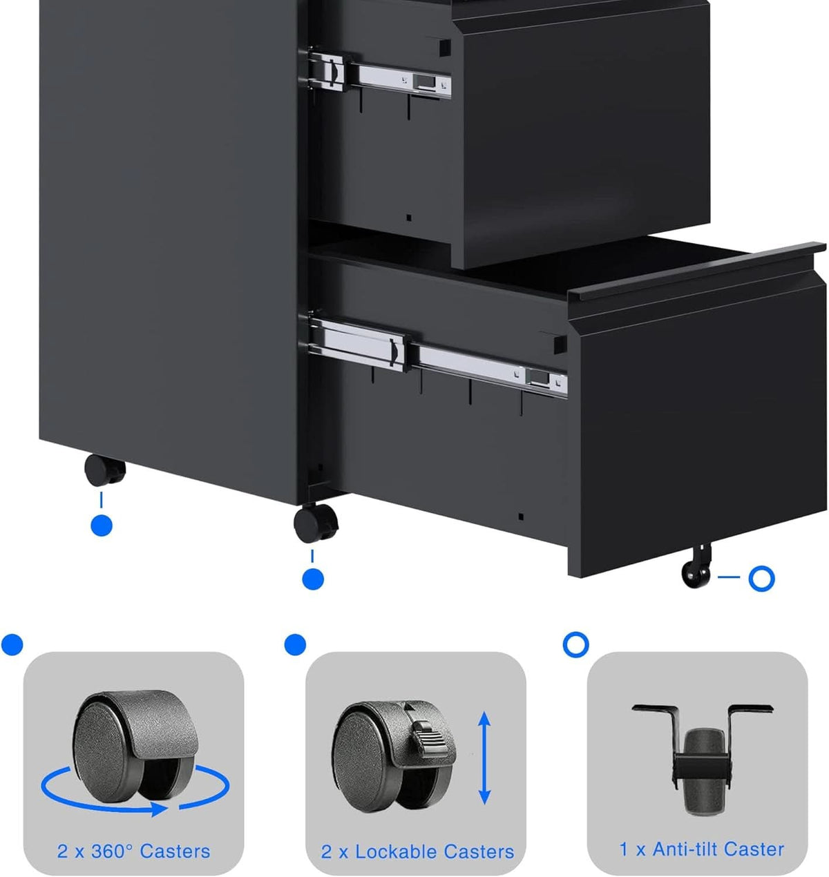 2 Drawer Vertical File Cabinet With Lock Letter Size