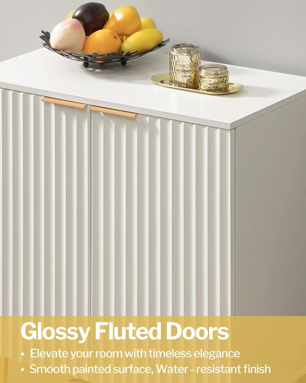White Fluted Storage Cabinet Set Of 2 Modern Sideboards