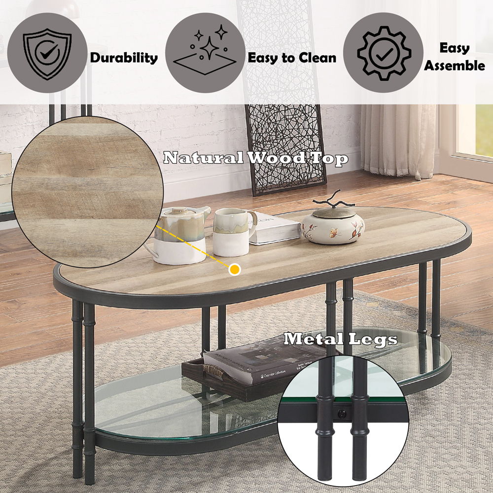 Brantley - Coffee Table - Oak & Sandy Black