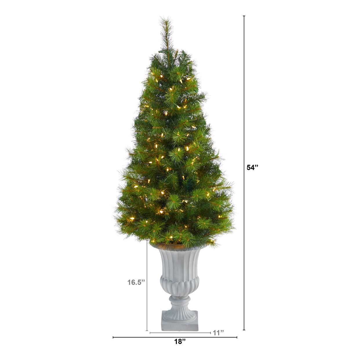 4.5' Green Valley Pine Artificial Christmas Tree w/ 100 Warm White LED Lights