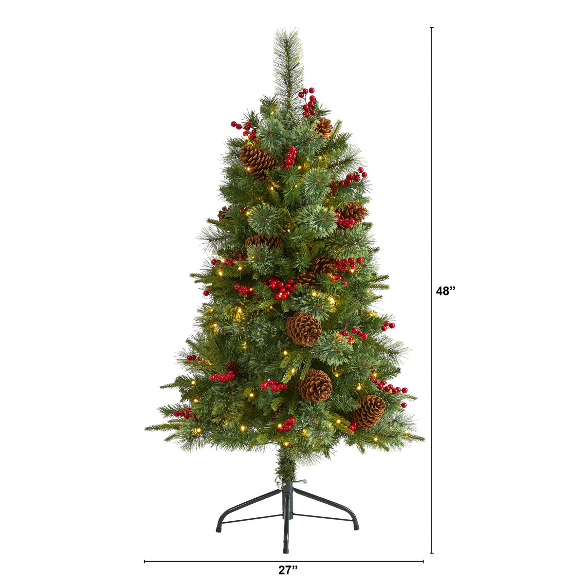 4' Norway Mixed Pine Artificial Christmas Tree w/ 150 Clear LED Lights