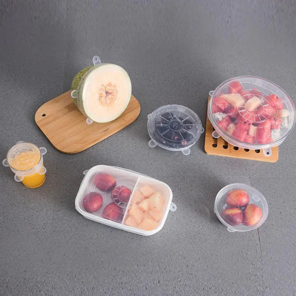 6-pack Reusable Silicone Stretch Lids for Food Storage