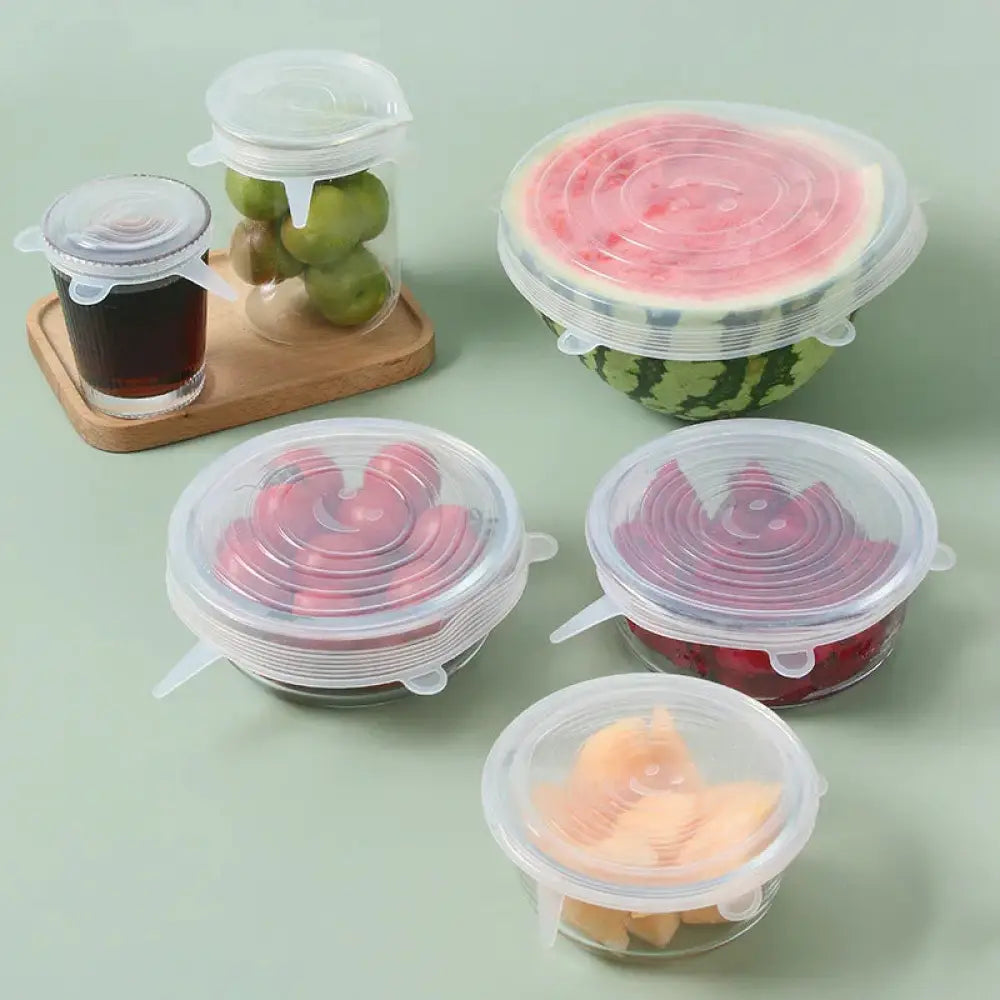 6-pack Reusable Silicone Stretch Lids for Food Storage