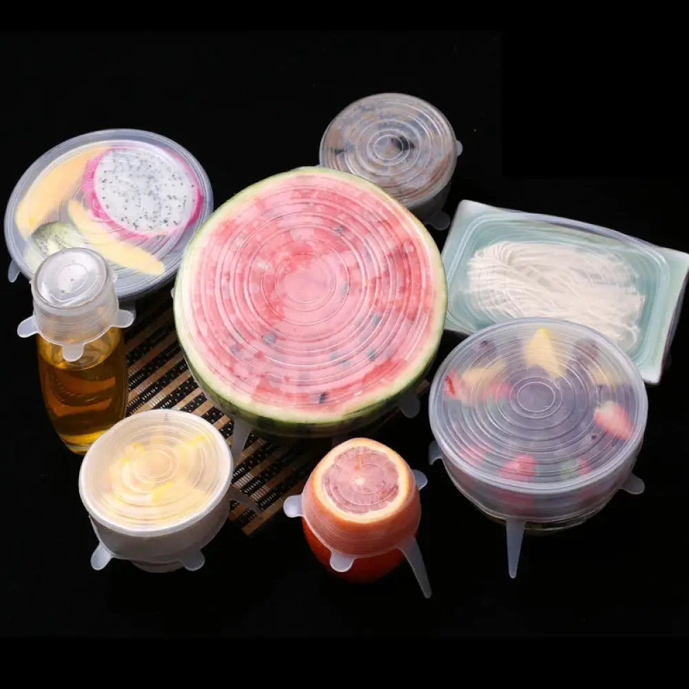6-pack Reusable Silicone Stretch Lids for Food Storage