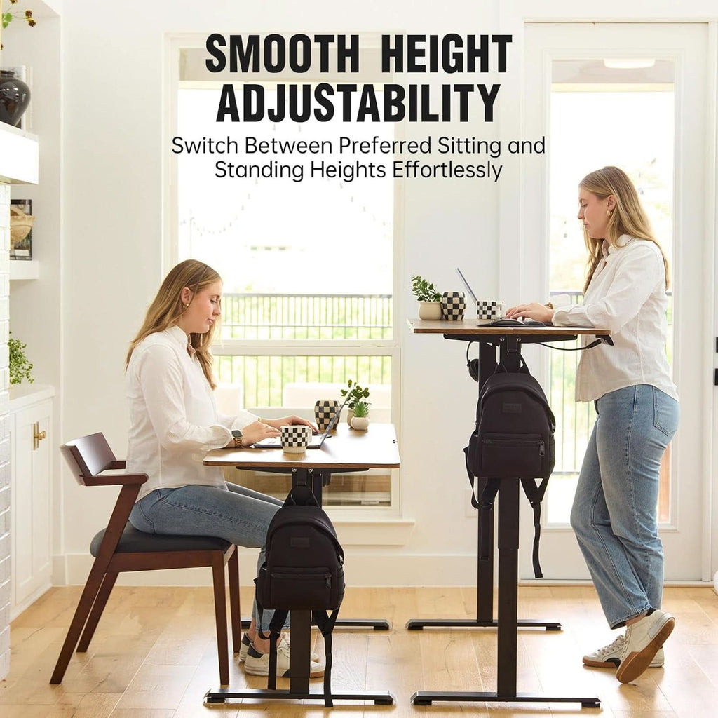 47.2 Inch Electric Standing Desk Wood Desktop Brown