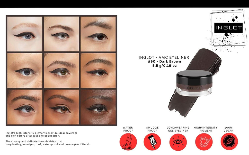 INGLOT AMC Eyeliner Gel Bundle - GEL 77 + GEL 90 + 30T Brush