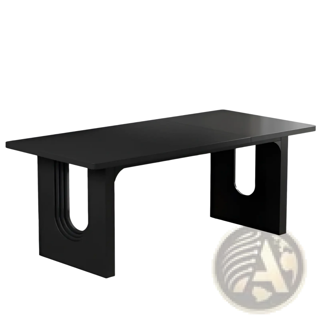 71 Inch Black Executive Office Desk with Curved Legs