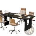 71 Inch Black Executive Office Desk with Curved Legs
