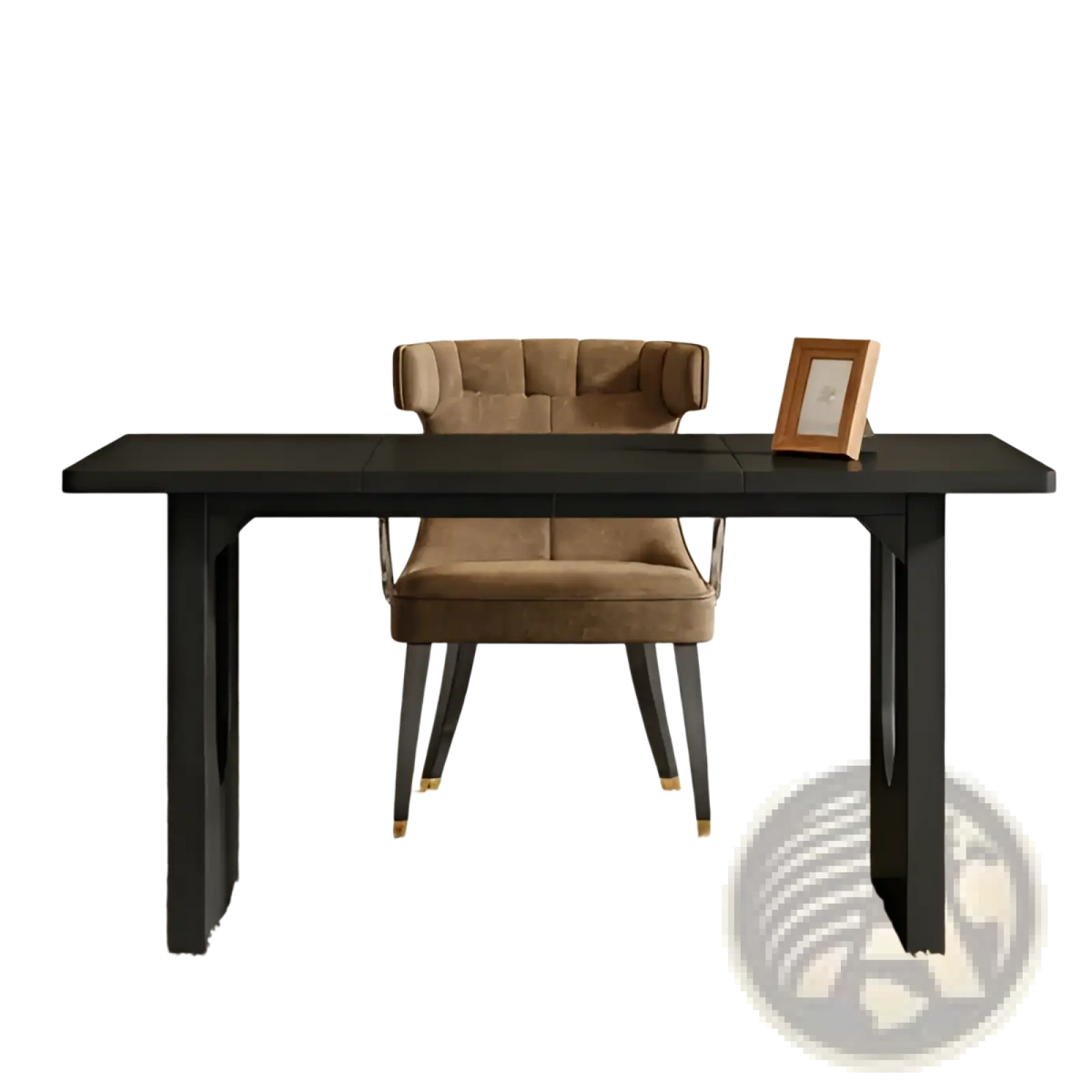 71 Inch Black Executive Office Desk with Curved Legs