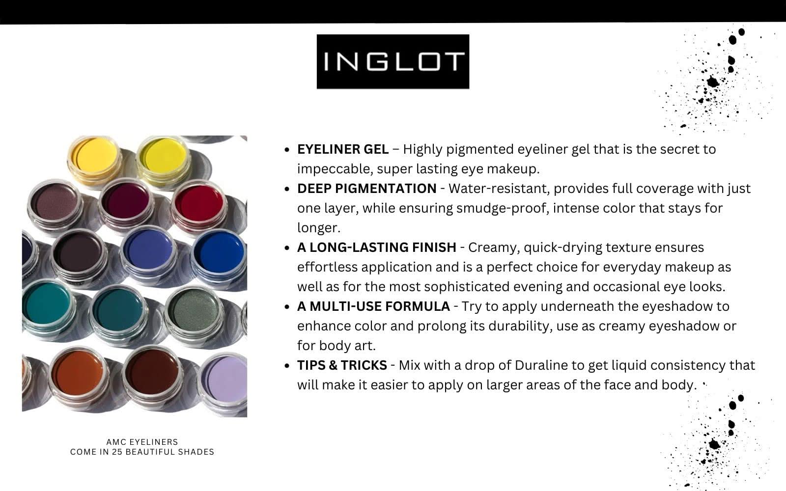 INGLOT AMC Eyeliner Gel Bundle - GEL 77 + GEL 90 + 30T Brush