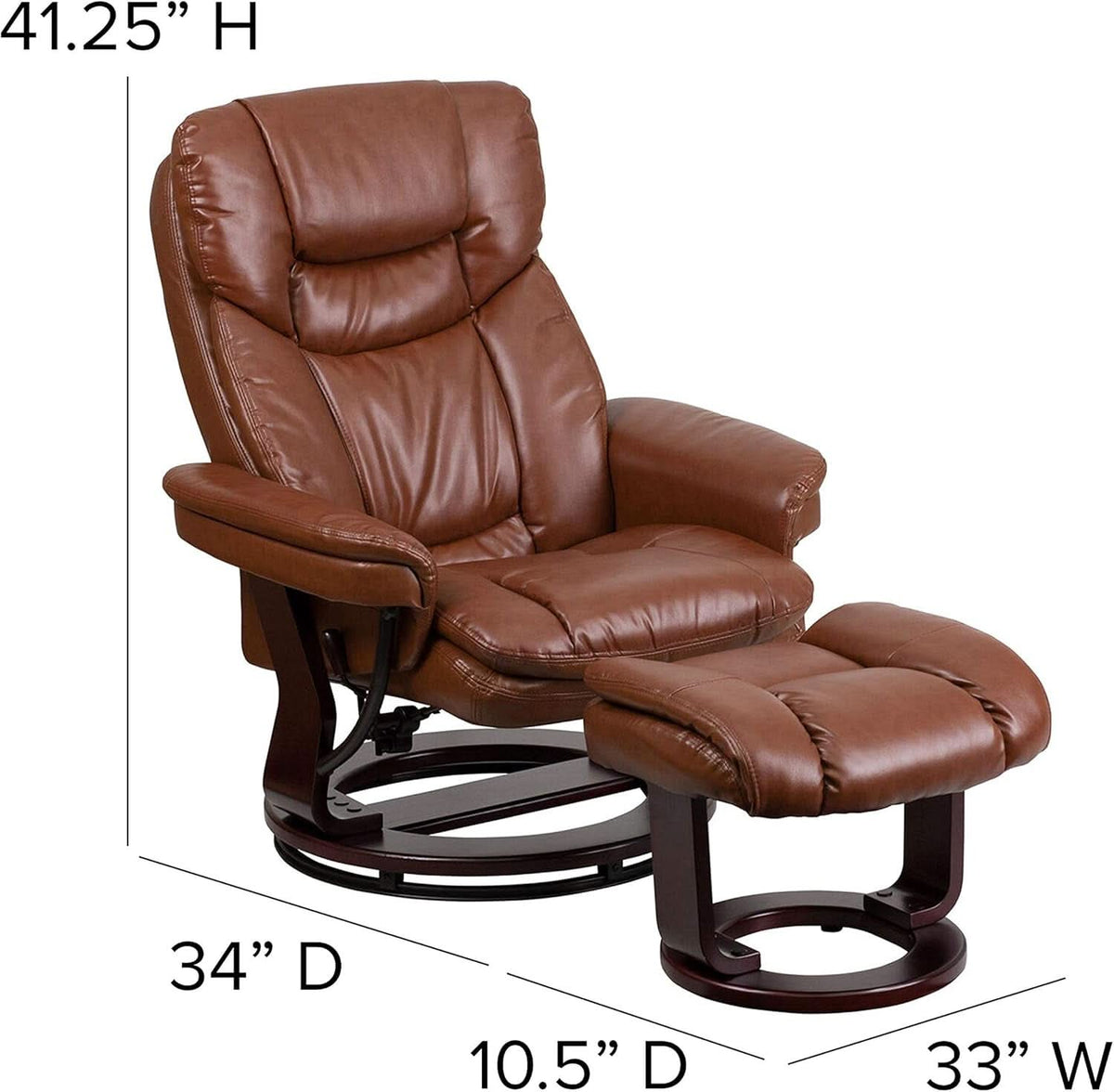 Allie Leathersoft Upholstered Recliner With Ottoman Brown