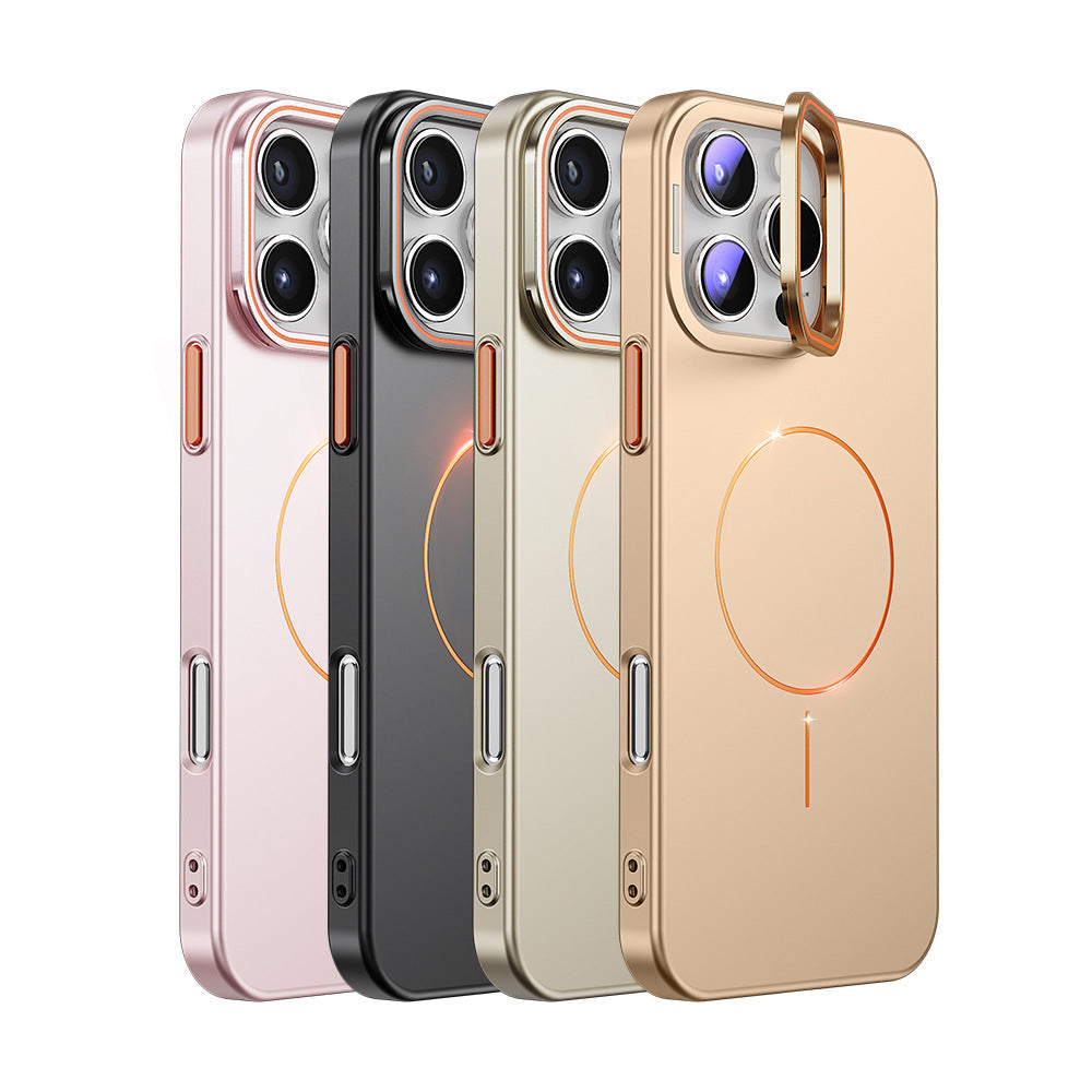 Magnetic Phone Case With A Gold-finish Thin Ring Compatible With The 17 Pro Max