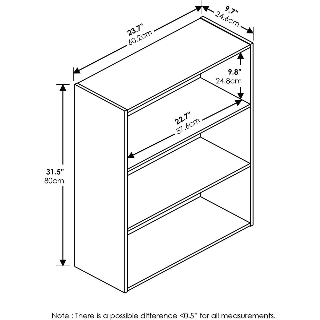 Pasir 3-Tier Open Shelf Bookcase Columbia Walnut Finish