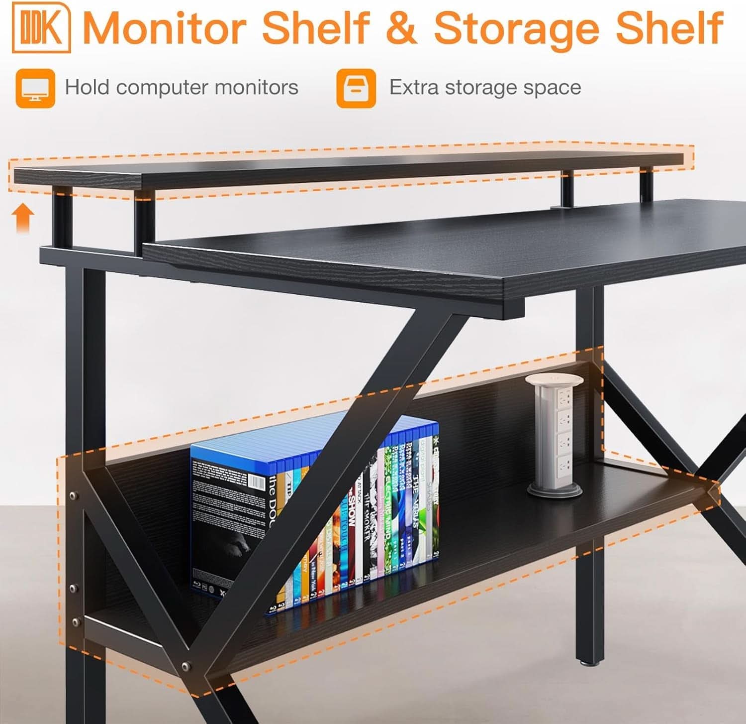 Compact Computer Desk With Monitor Stand 27.5 Inch Black