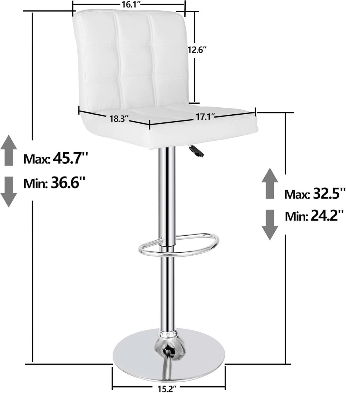 X Large White Adjustable Counter Height Bar Stools Swivel 4 Pack