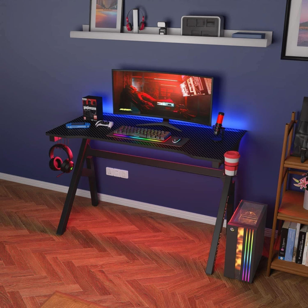 47 Inch Gaming Desk With Cup Holder For Home Office