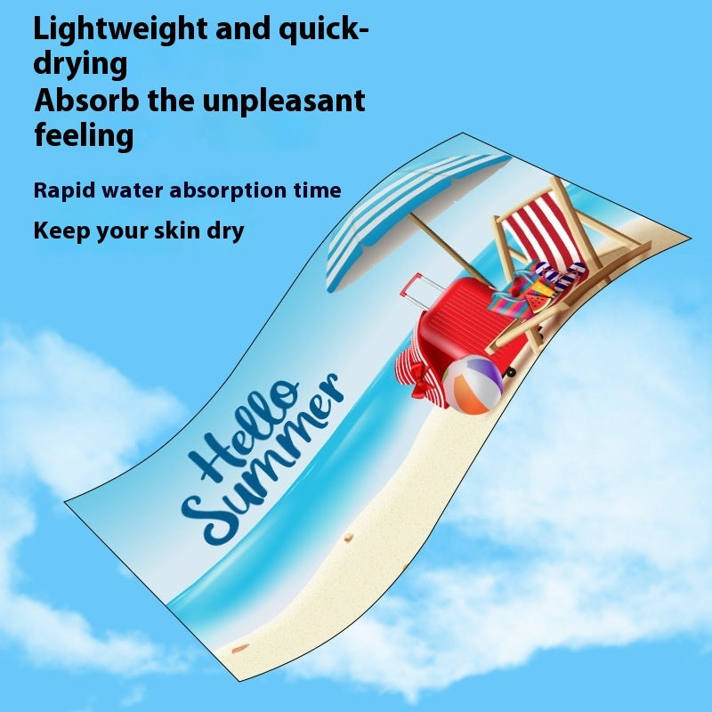 Printed Microfiber Quick-drying Beach Summer Sunscreen Shawl Double-sided Velvet Swimming Towel