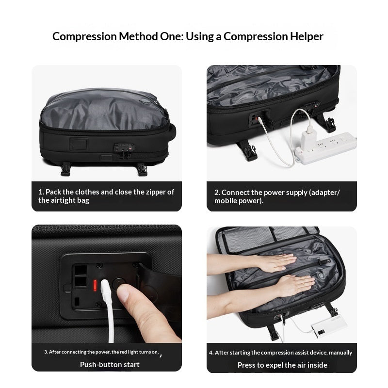 Mens Compressed Backpack Large-Capacity Travel Bag