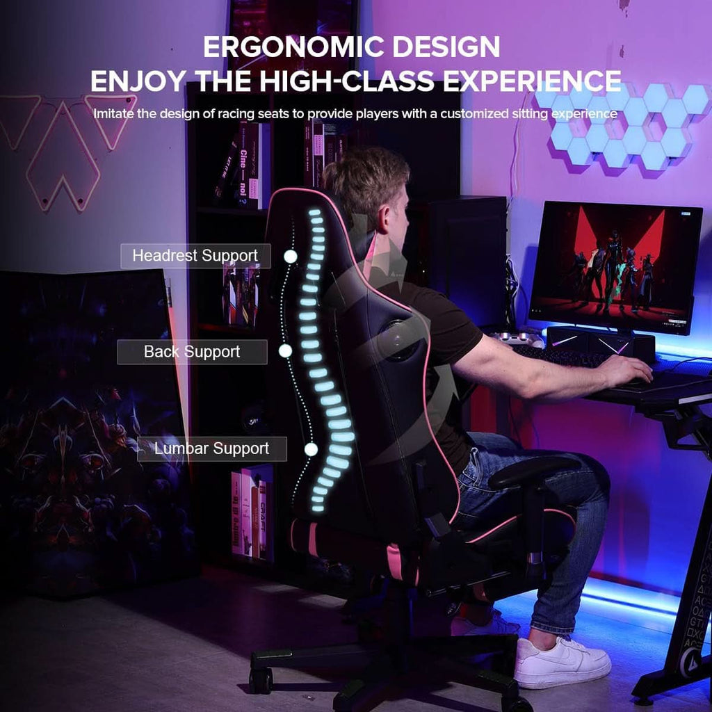 Ergonomic Gaming Chair With Bluetooth Speakers And Footrest
